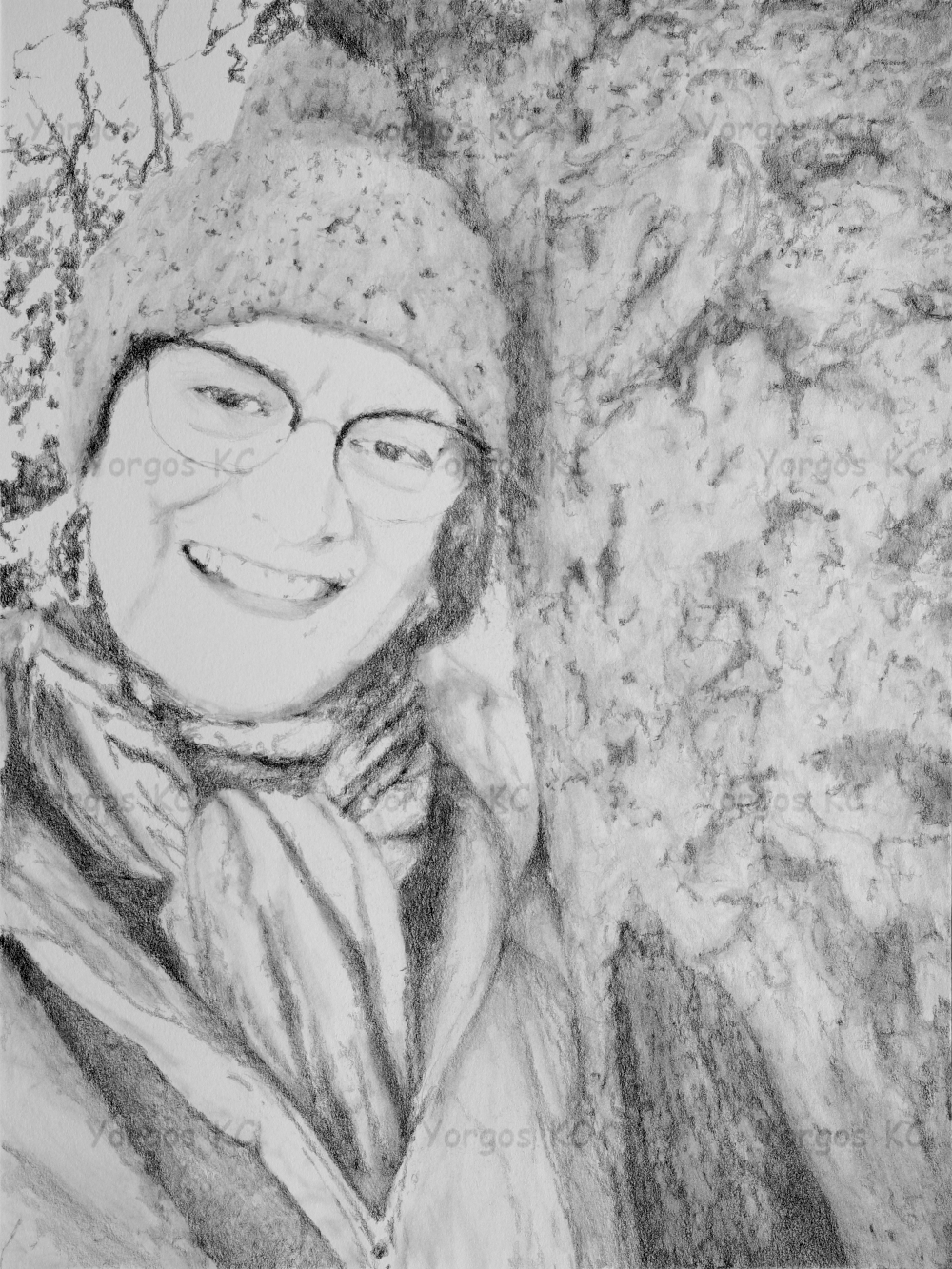 A pencil drawing of Alyson Madden-Brooker