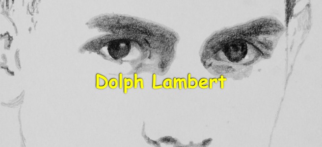 A few-tones pencil drawing of the face of porn actor Dolph Lambert.