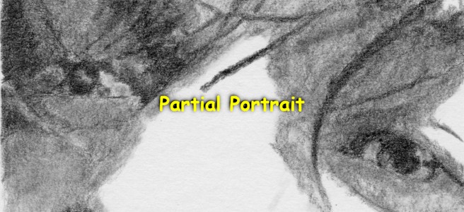 Pencil Drawing. A close-up portrait leaving much of the face out of frame.