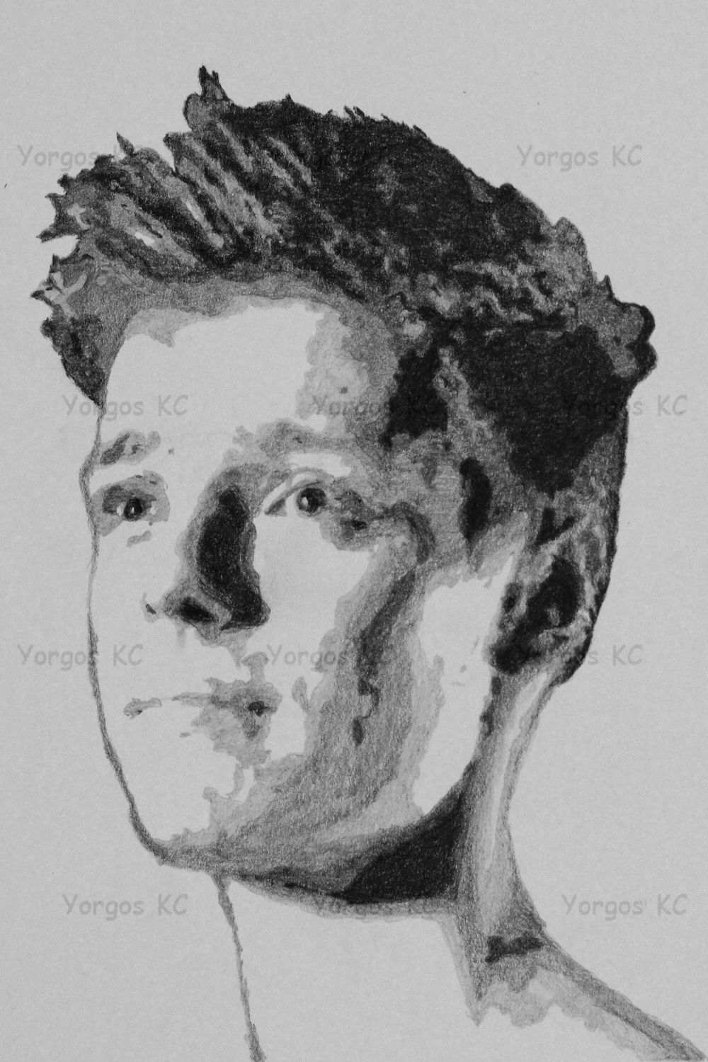 A few-tones pencil drawing of porn actor Sven Basquiat.
