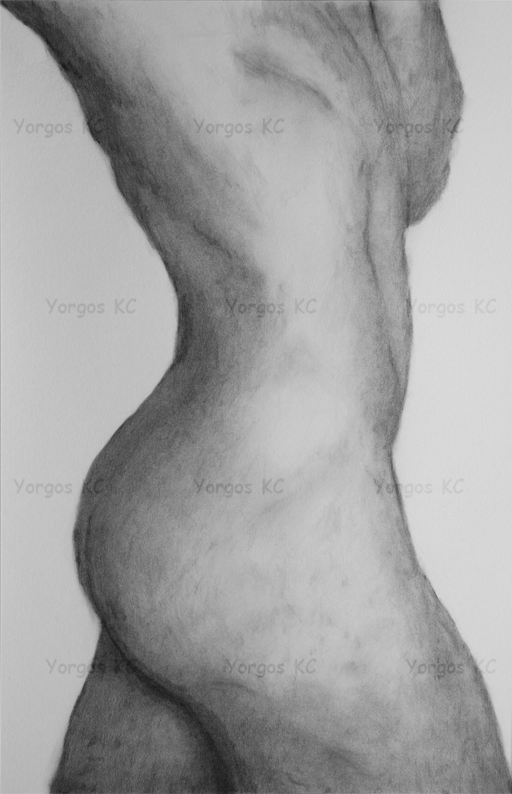 A pencil drawing of a guy in a classic walking pose.