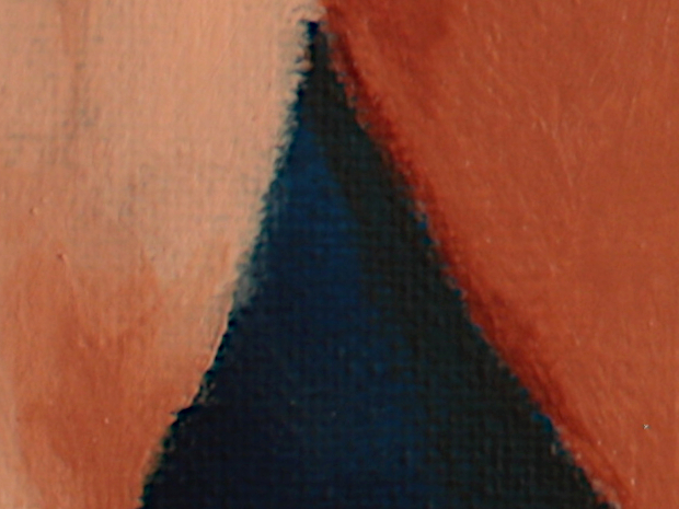 A detail of a painting showing the body casting a shadow on the background