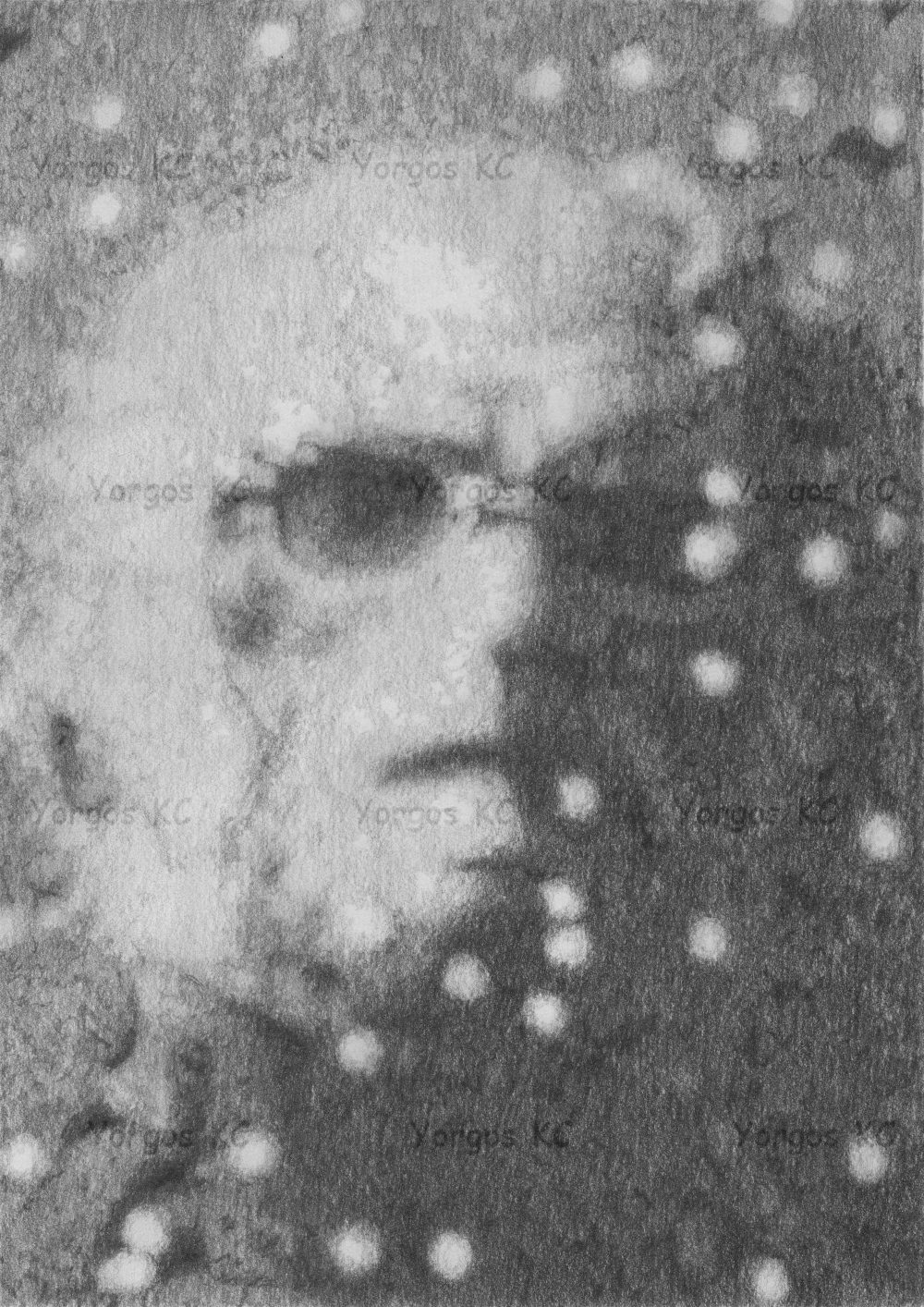 A pencil drawing of the face on Mars, that makes it look like a bust of Isaac Asimov.